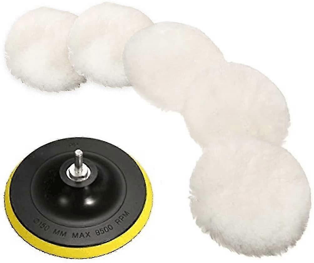 5 Pieces Wool Polishing Plate Set, Wool Pad Polishing Disc Polishing Set, 150mm-Excellence