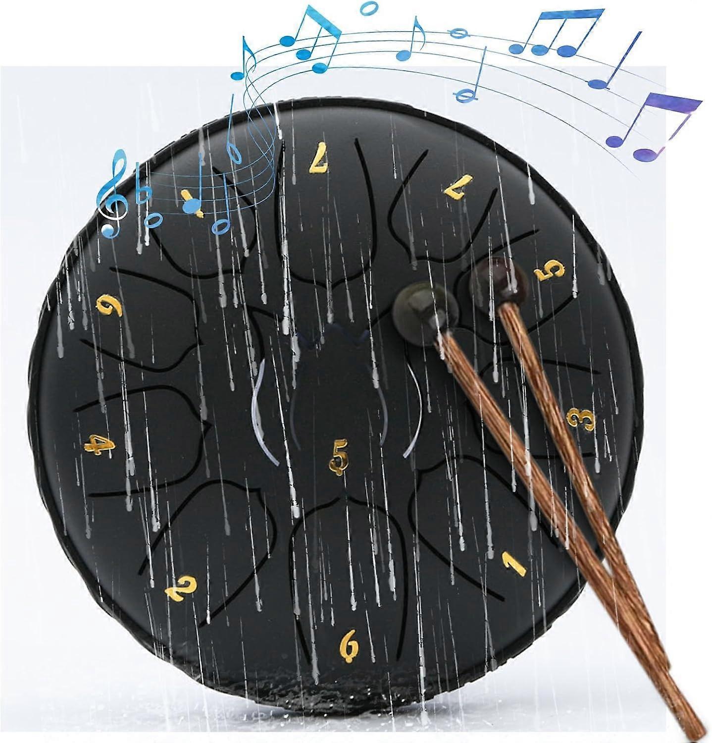 Rain Drum for Outside 11 Note 6 Inch Rain Drum for Outside Garden, Steel Tongue Drum Rain Chime