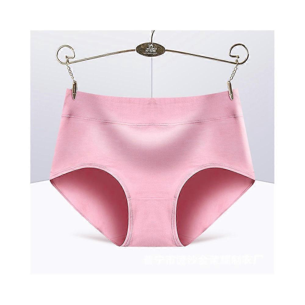 Women's Underwear Cotton Mid Waisted Ladies Panties Full Coverage Briefs 5 Pack-Bean paste