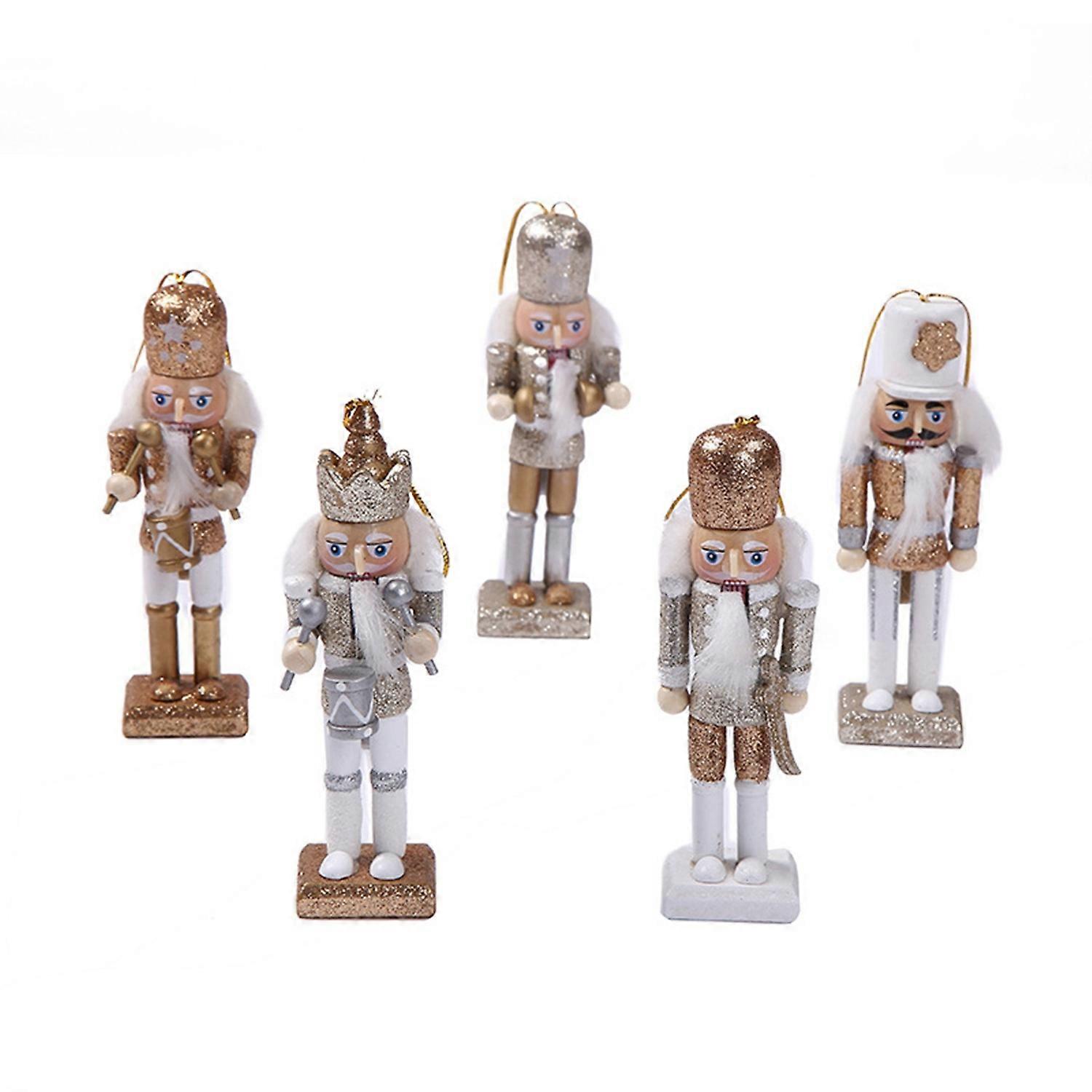 5Pcs Christmas Nutcracker Soldier Ornament Colorful Nutcracker Pendant for Home Office Festive