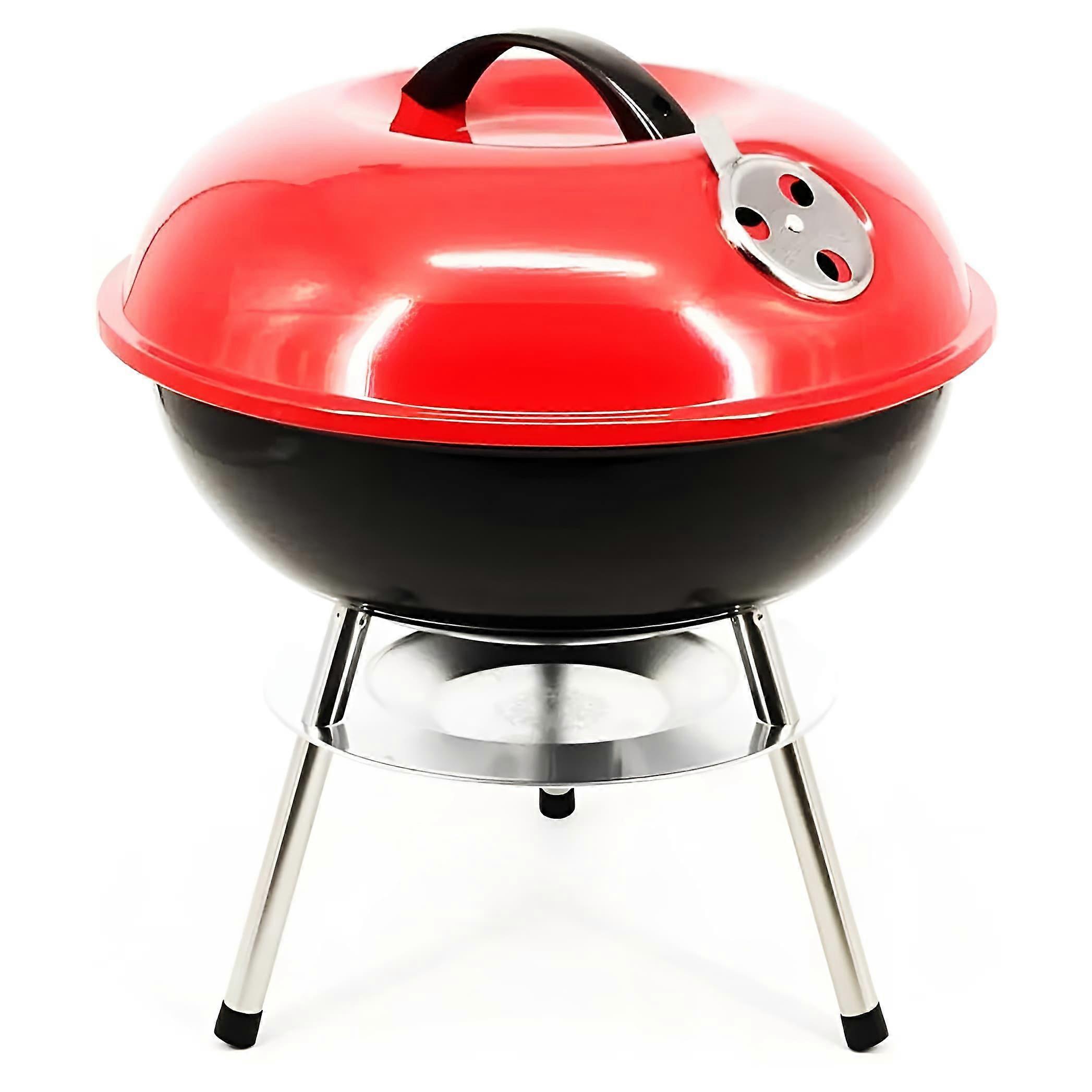 Bärbar 36 cm kol camping bbq grill, liten rund kol klotgrill för utomhusbruk