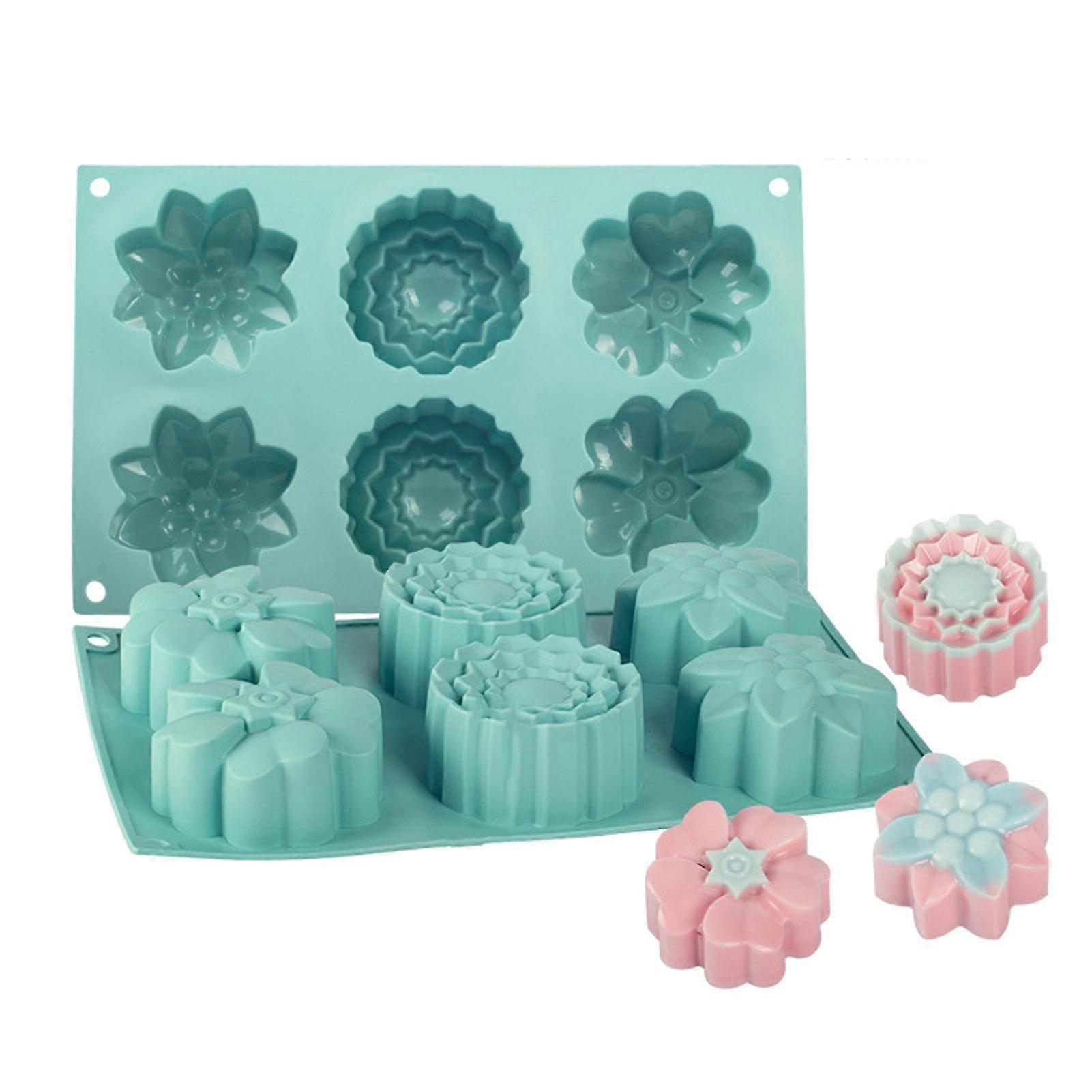 6 In A Row Mooncake Mould Reusable Silicone Cakes Mould For Making Gum Paste Jellies Muffins