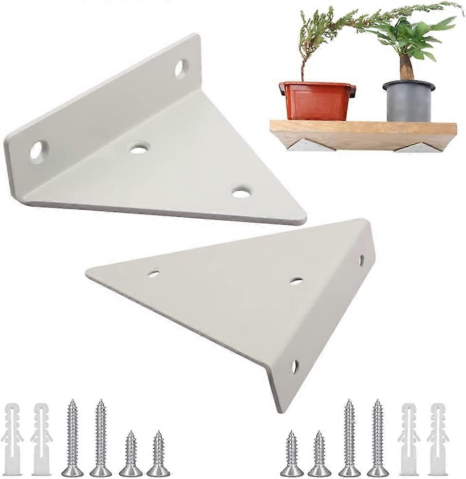 2 Pieces Triangle Metal Brackets, Triangle Shelf Bracket, Floating Shelf Bracket, Triangle Fixing Bracket, with Mounting Accessories, for Storage Shel