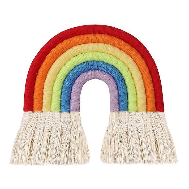  Colorful Rainbow Wall Hanging Ornament Handmade Woven Tassel Macrame Home Decoration for Nursery Kids Room Art Craft