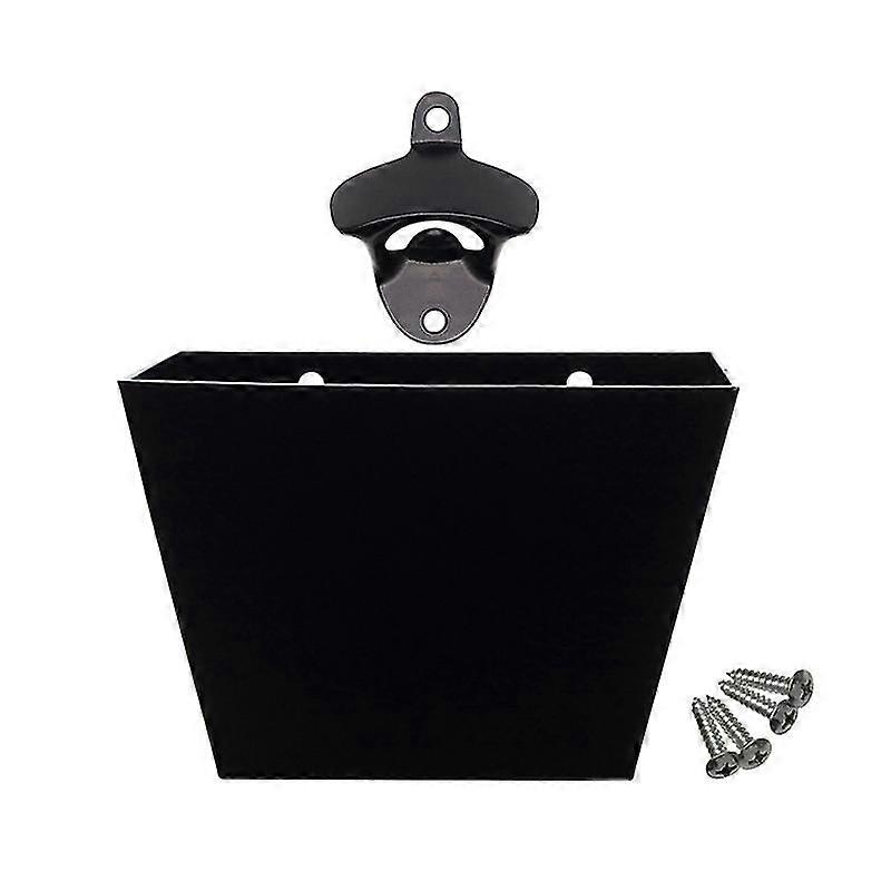 Wall Mounted Beer Bottle Opener With Cap Catcher Container Box Storage Holder Collect Bucket Set Ki