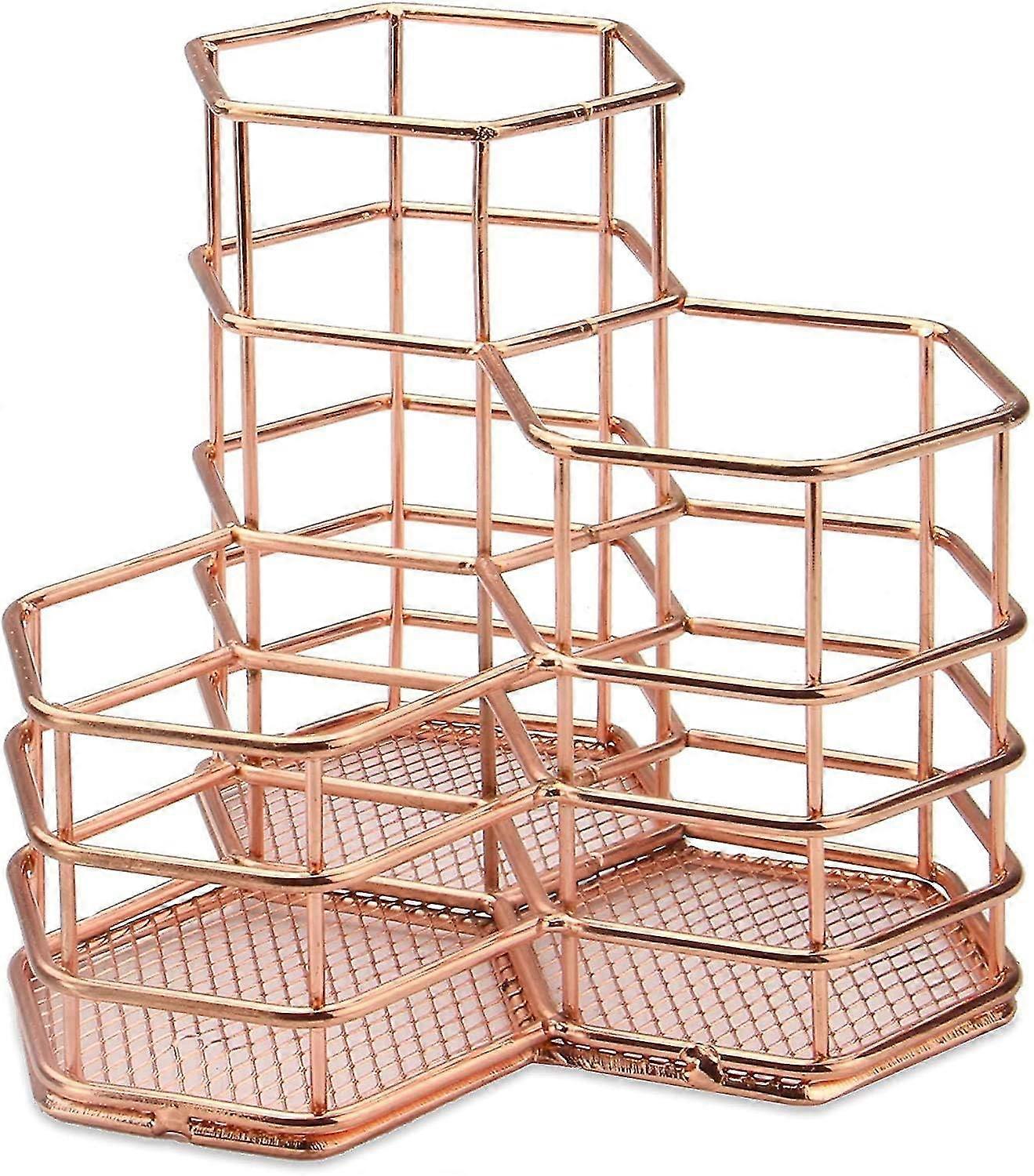 Kxj-hexagonal Three Pen Holder - Rose Gold Small No Packaging