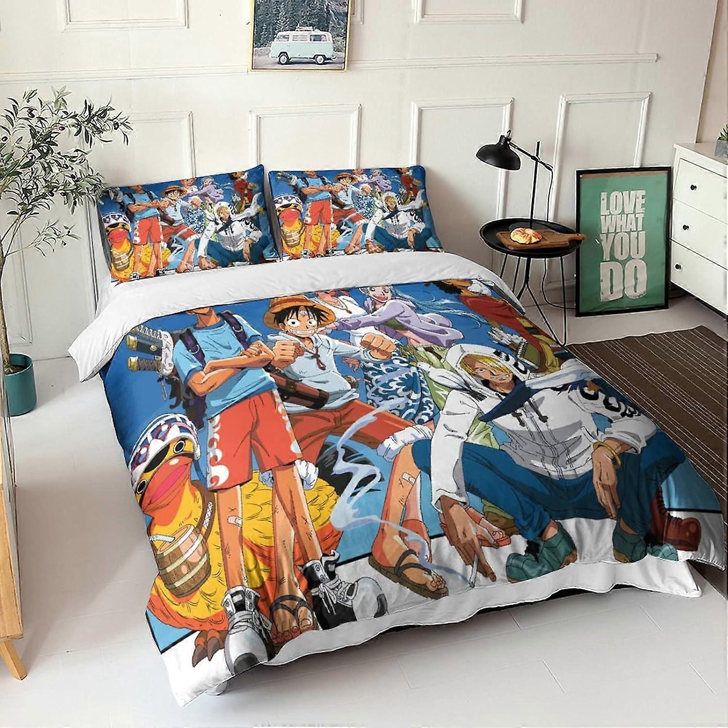 One Piece D-Print Pattern One-Piece Bedding Sets Duvet Cover with Pillowcases Microfiber Bedding,Bedding Linens for Adults and Children Double 135*200