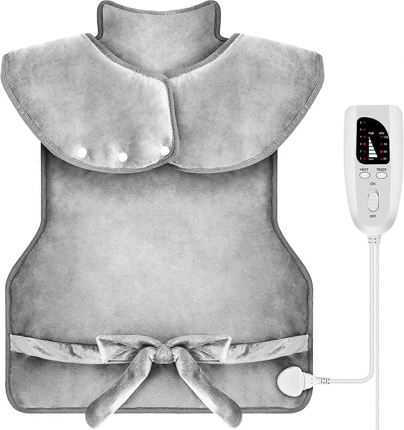 Heating Pad for Neck and Shoulders, 37''x22'', Large Heat Wrap for Back Relaxation, Fast Heat, 6 Temperature Settings, with Auto-Off Timer