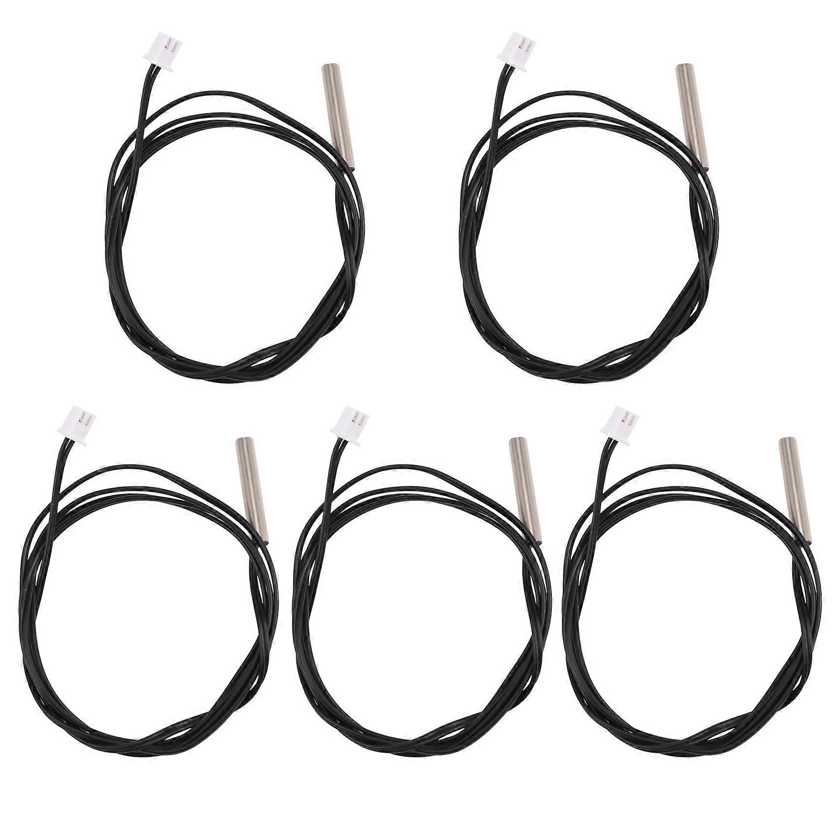 5pcs 1 Meter Waterproof Temperature Sensor Probe, Stainless Steel 10k 3950 NTC Thermistor Probe, Di