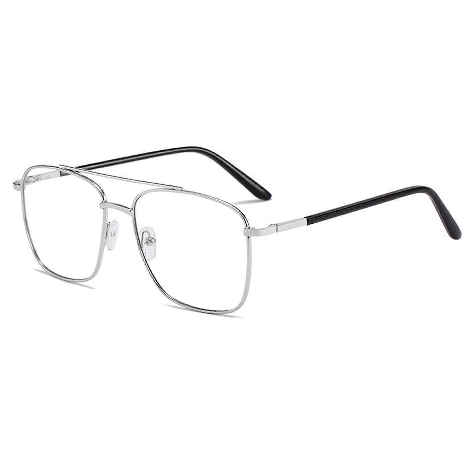 unbrand Blue Light Filter Glasses with Thin Reflective Lens Square Metal Frame Eyeglasses for Unisex