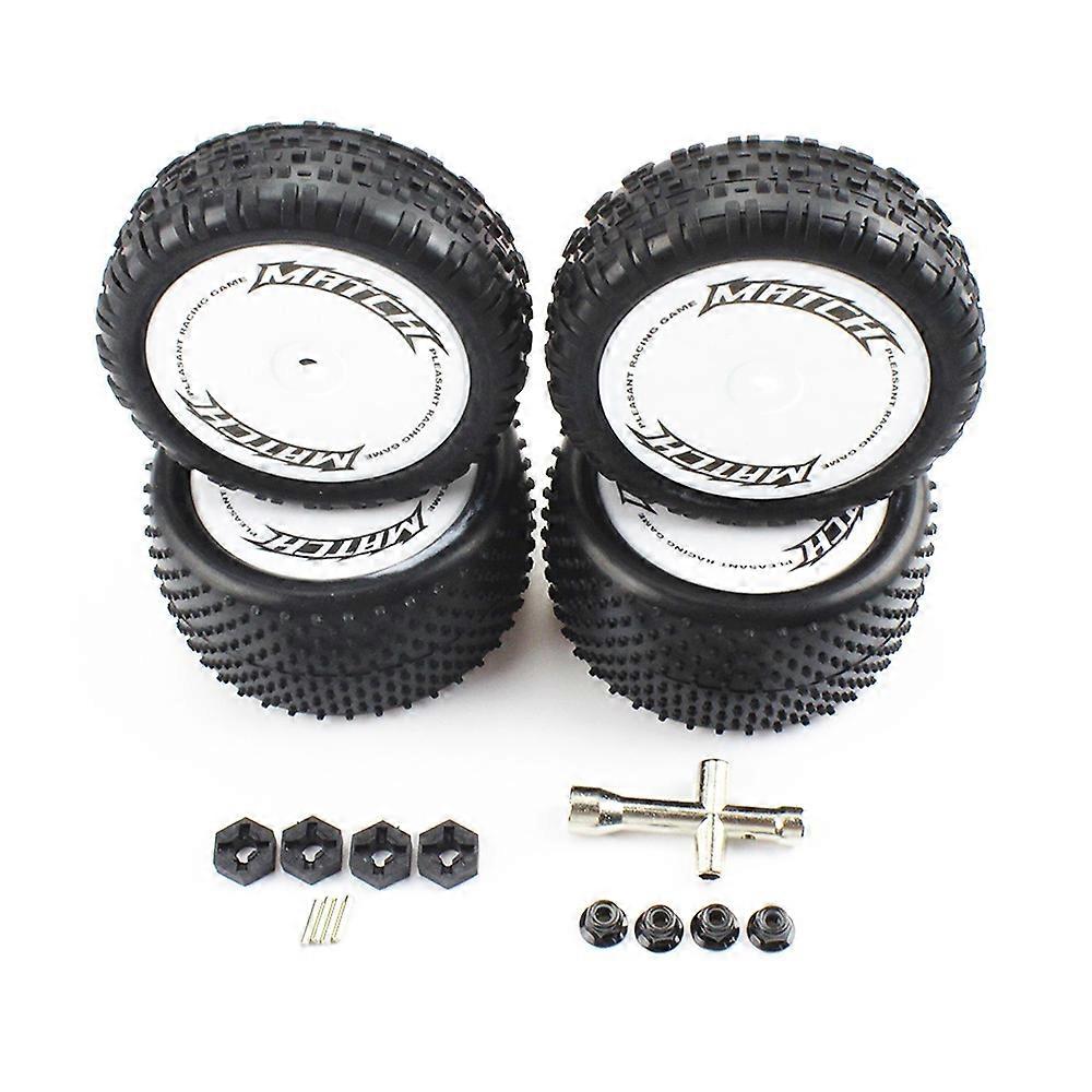 4Pcs Front and Rear Wheel Tires Tyre with Adapter Nut Kit for 104001 1/10 RC Car Upgrade Parts Acce