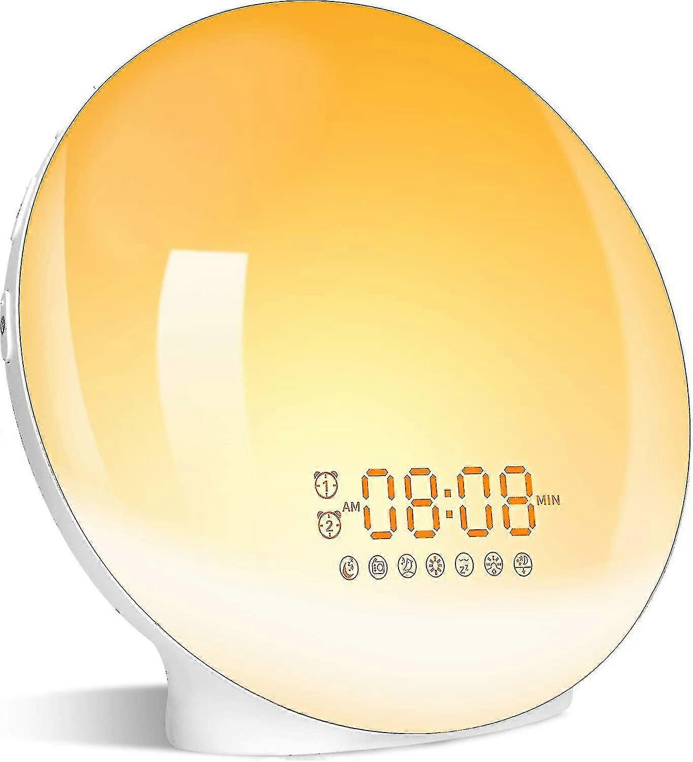 Alarm Clock Wake Up Light With Sunrise Sunset Simulation Dual Alarms Bedside Night Lamp Snooze Function Fm Radio 7 Natural Sounds 7 Colorful Atmospher