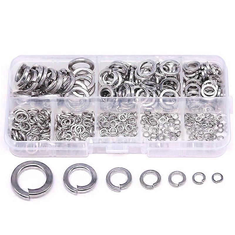 Spring Lock Washer,304 Stainless Steel Spring Lock Washer Assortment Set (410-Pcs,8-Size)