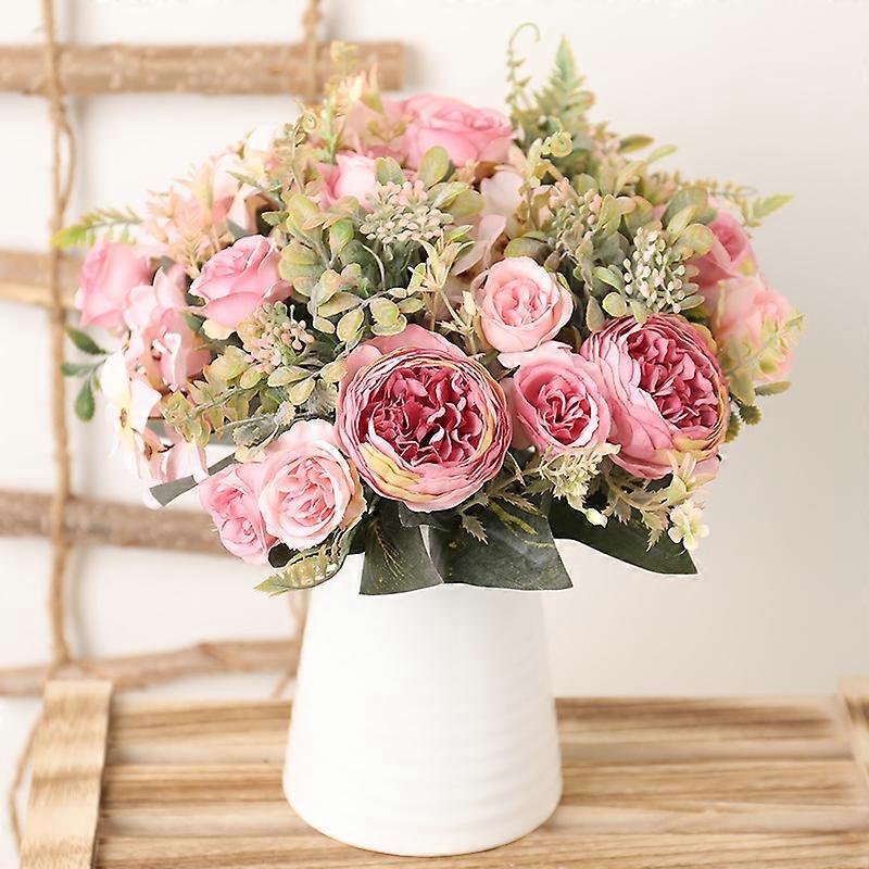 Lot De 25 Roses Artificielles En Mousse - Diamètre 8 Cm, Tige Flexible, Couleur Rose Champagne, Pour Décorations