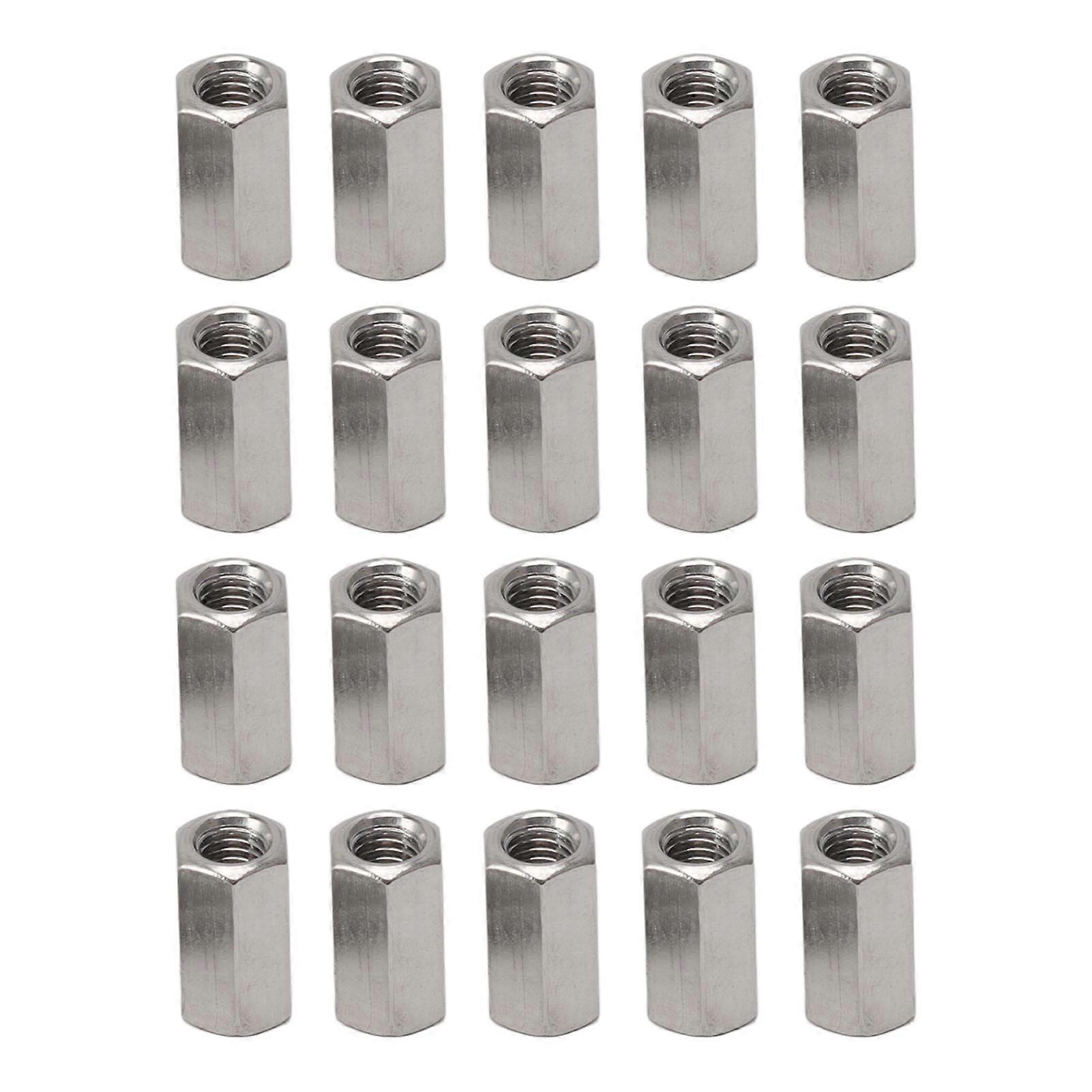 20Pcs Silver M5 Hex Coupling Nut Kit Stainless Steel Coupling Nut for Indoor Decorating