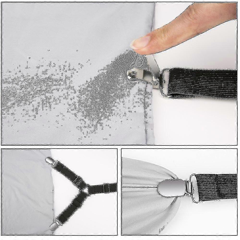 Bed Sheet Fasteners Adjustable Heavy Duty Bed Sheet Clips( Black)