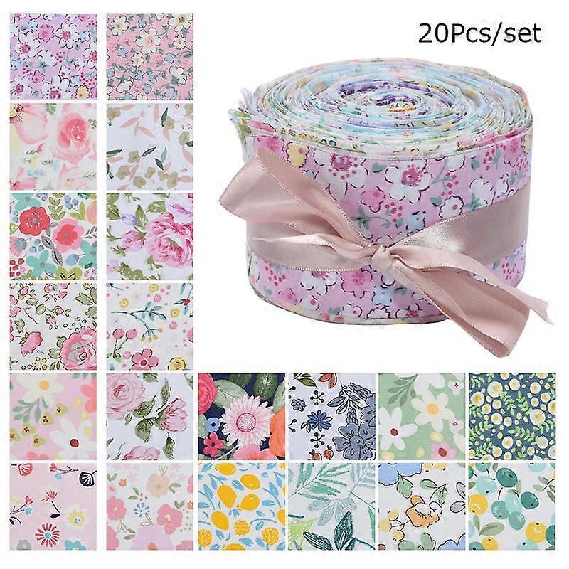 20PC Needlework Fabric Textile Patchwork Cotton Craft Fabric Cloths Floral Printed