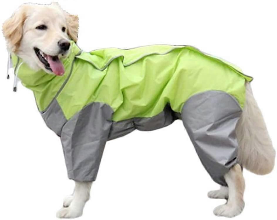 Green Dog Raincoat with Detachable Hoodie Drawstring Coat, 10 Sizes