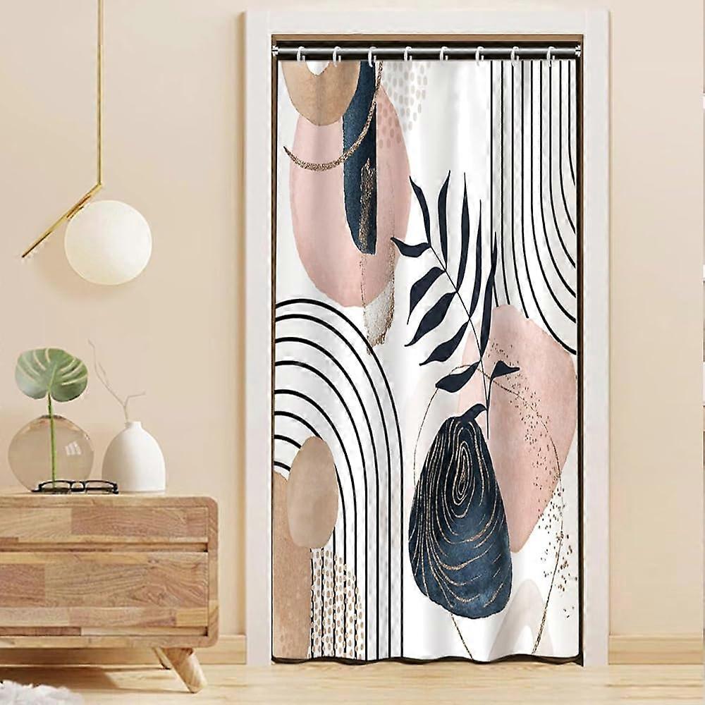 バスルームのためのミッドセンチュリーシャワーカーテン自由奔放に生きる農家ネイビーブルーのヤシの葉石のバスタブ屋台の部屋の仕切りの装飾モダンなミニマリストピンクのウォータープロー