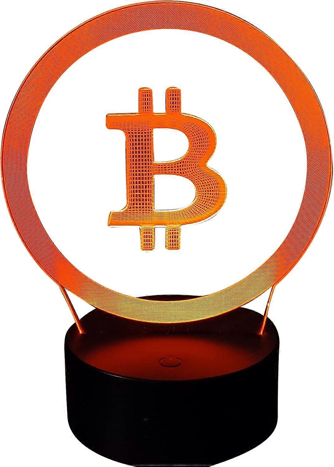 SCSYV - Bitcoin merch Clear Bitcoin USB 3D Nattlys 7 Fargeendring LED Skrivebordslampe Berøringsrom Dcor Gave