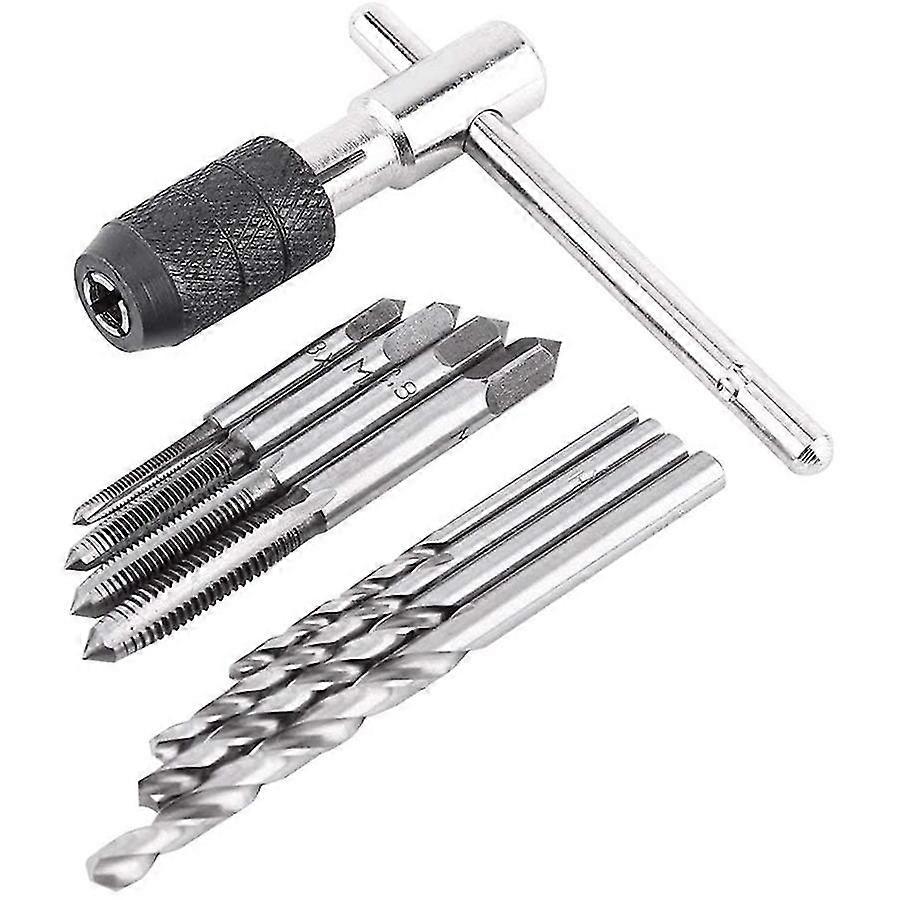 9pcs Adjustable -handle Ratchet Tap Holder Wrench Tool Set With M3-m6 Screw Thread Metric Plug Tap