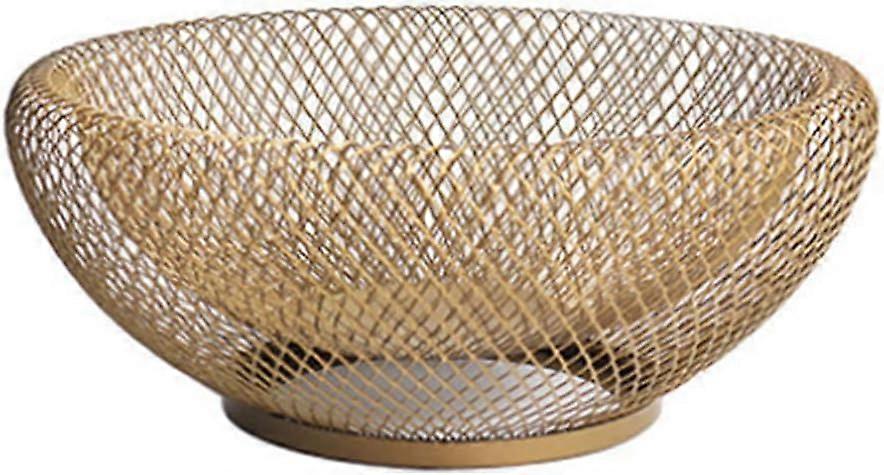 メタルメッシュフルーツバスケット、ラウンドブラック/ゴールドメタルフルーツ野菜、卵、パン収納ボウルホルダースタンドキッチンカウンター、キャビネット、パントリー用(1個入り)