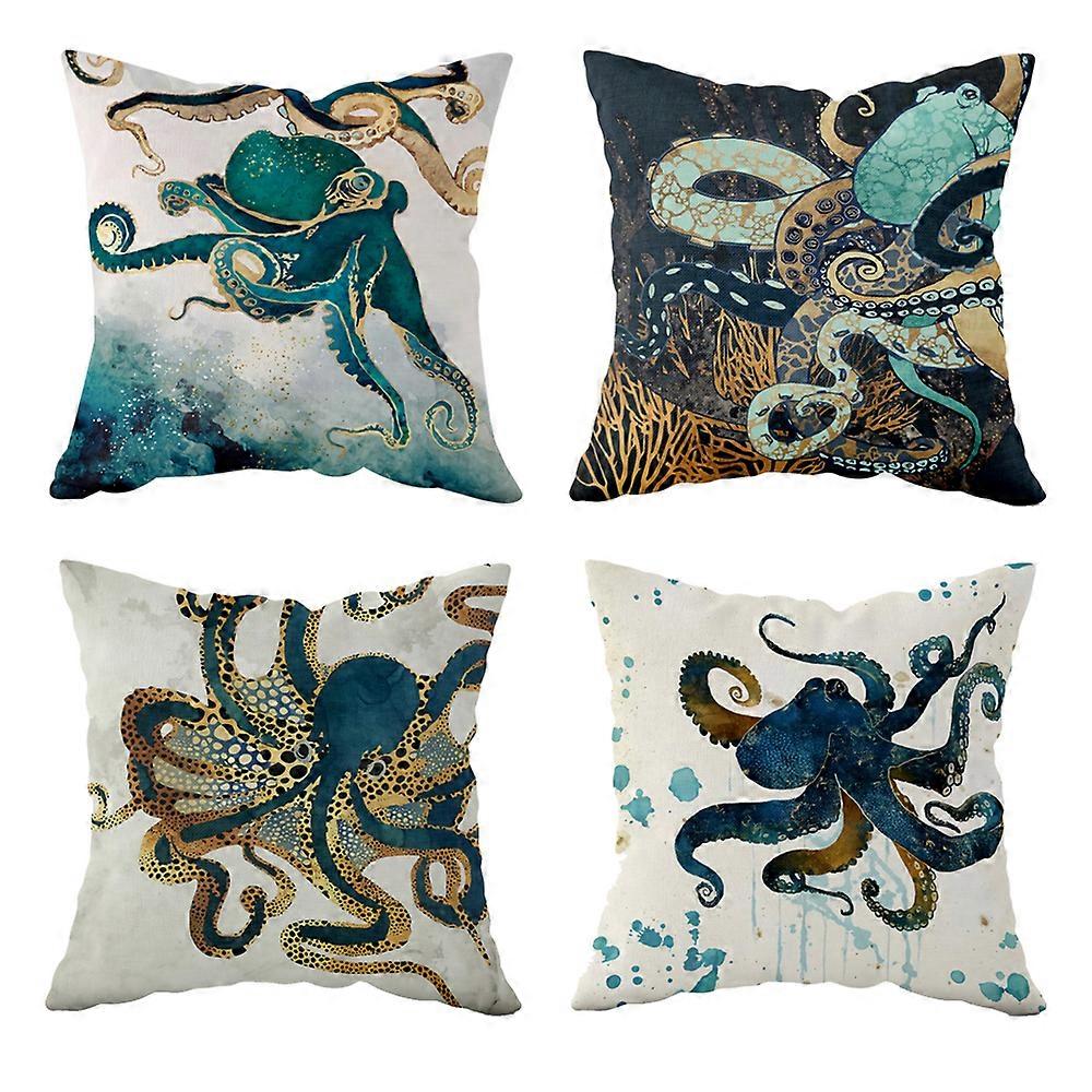 Sada 4 retro krajinomalieb Hodiť obliečky na vankúše, dekoratívny poťah na vankúš Domáca pohovka 45 * 45 CM