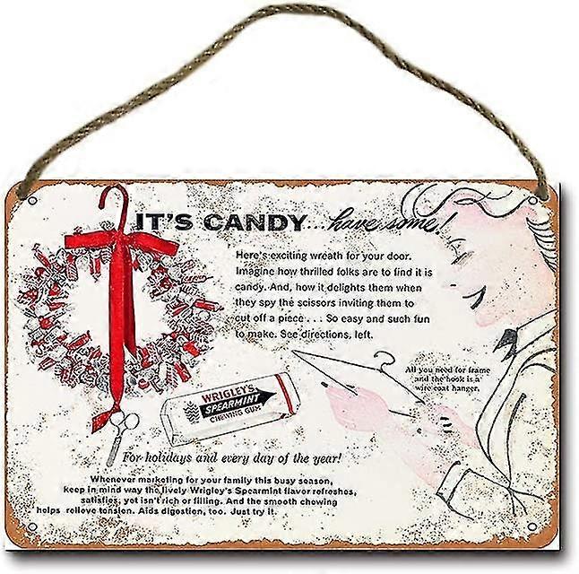 1958 Wrigley's Spearmint Gum e Natal Retro Hanging Metal Sign 8x12 polegadas OU 12x16 polegadas Modo 511