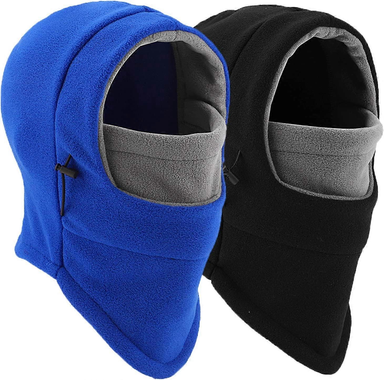 Balaclava Ski Mask 2 Pcs Black/Gray+blue/Gray - Windproof Warmer Fleece Adjustable Winter Mask for Men Women