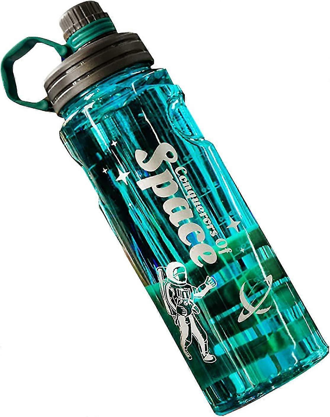 1.5L Water Bottle with Filter and Tick Marks, Leak-Proof Tritan Sports Bottle, Green