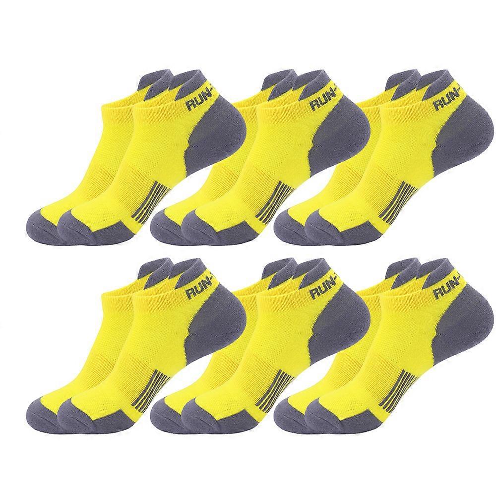 6 Pairs Of Sports Socks Running Socks Cotton Socks Men'S Four Seasons Shallow Mesh Breathable Sweat-Absorbing Fitness Socks White