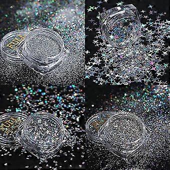 12 Farben Nail Art Glitzerpulver Set - 3D Nägel Glitter Für Nagelkunst, Lidschatten & Basteln