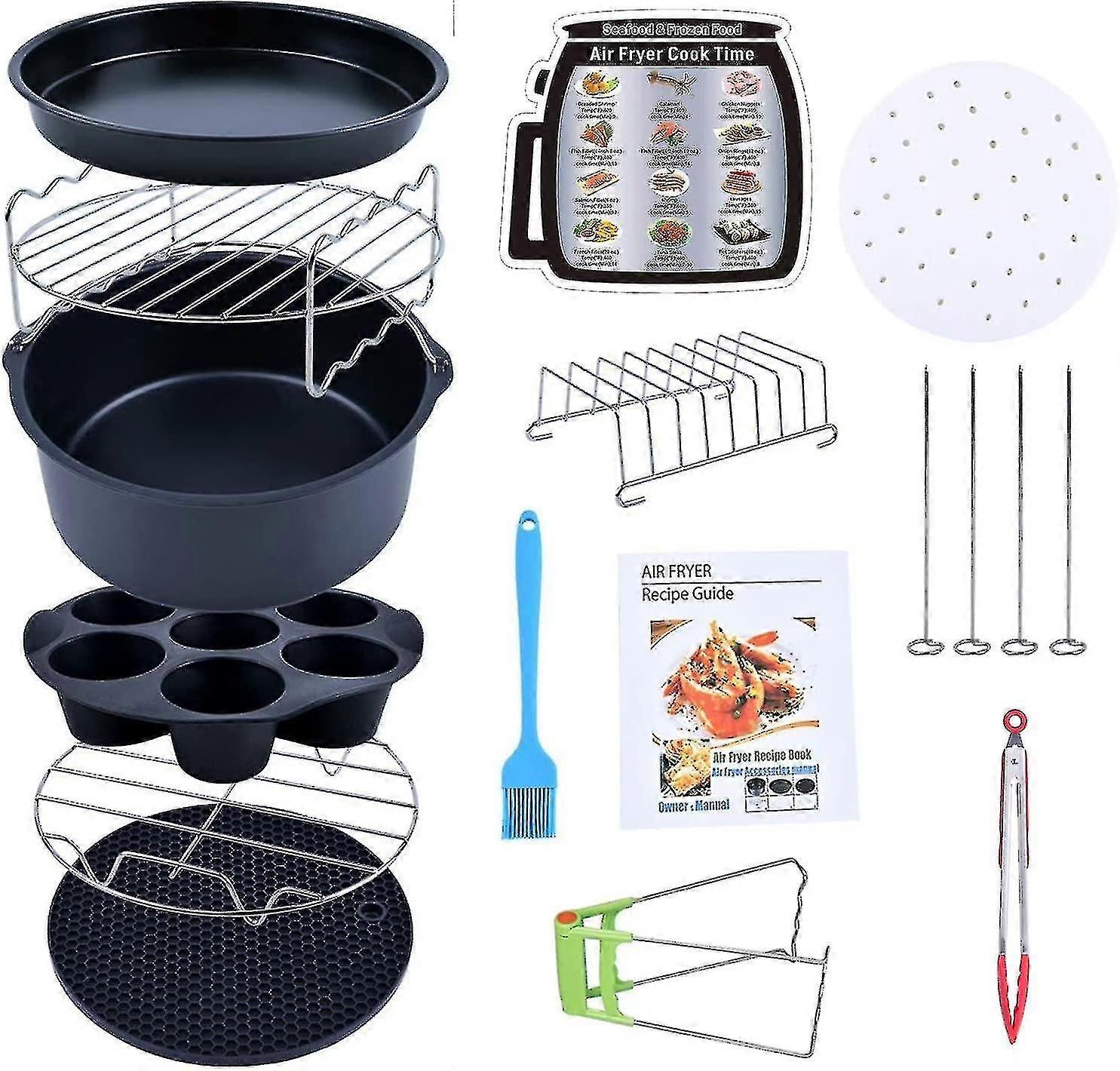 Accessori per friggitrice ad aria (15 set +20 ricettario) 8 pollici, accessori per friggitrice ad aria, adatti per friggitrice ad aria da 4.26.8qt tutti i Brands_ (SZSLK)