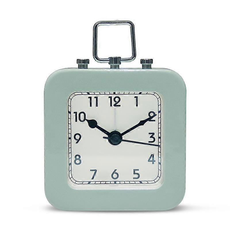 Creative small alarm clock battery-powered clock metal shell Green