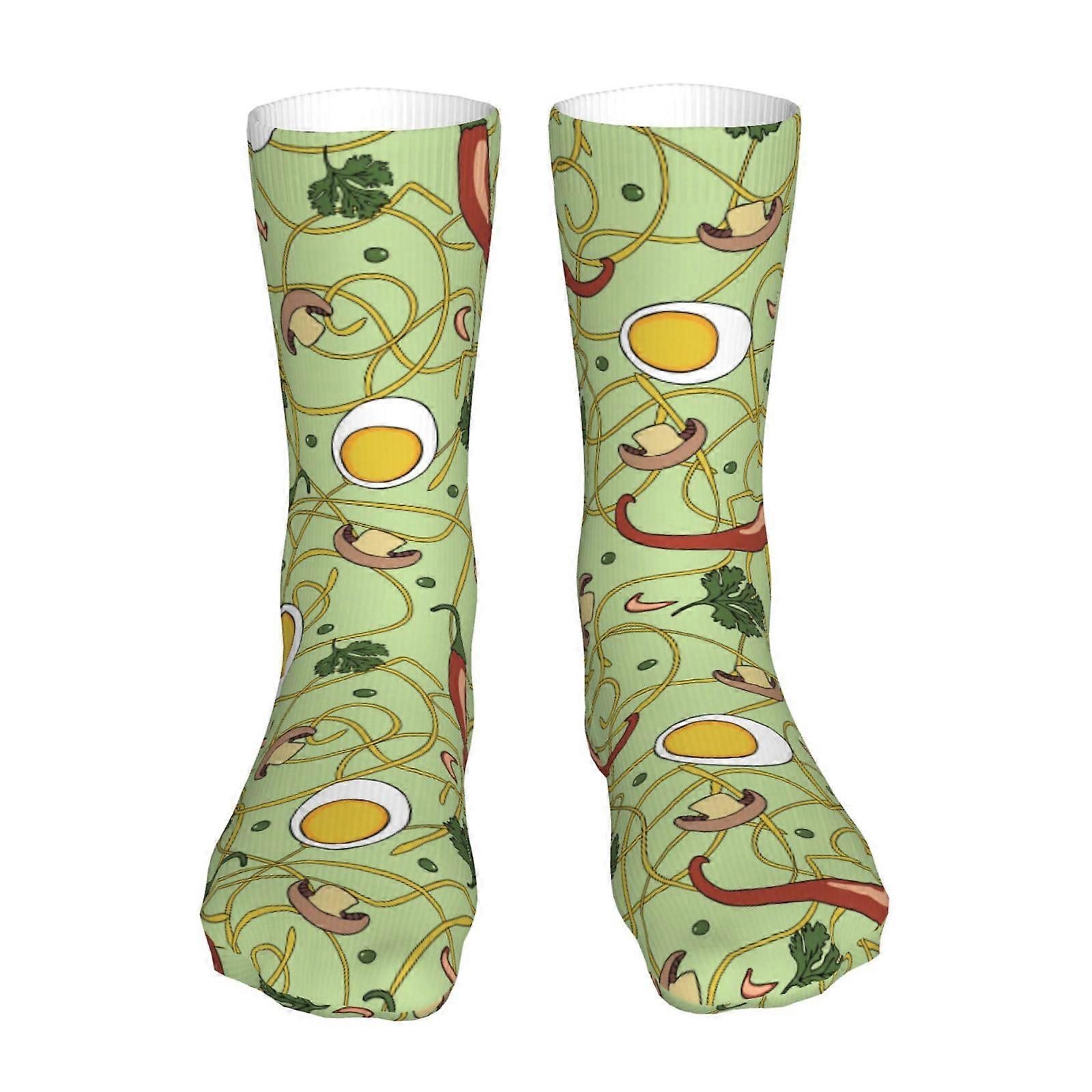 ラーメンヌードルスープパターンソックス、ユニセックスファッションアスレチックカジュアルソックスアダルトストッキングスポーツソックス女性男性用トラベルソックス