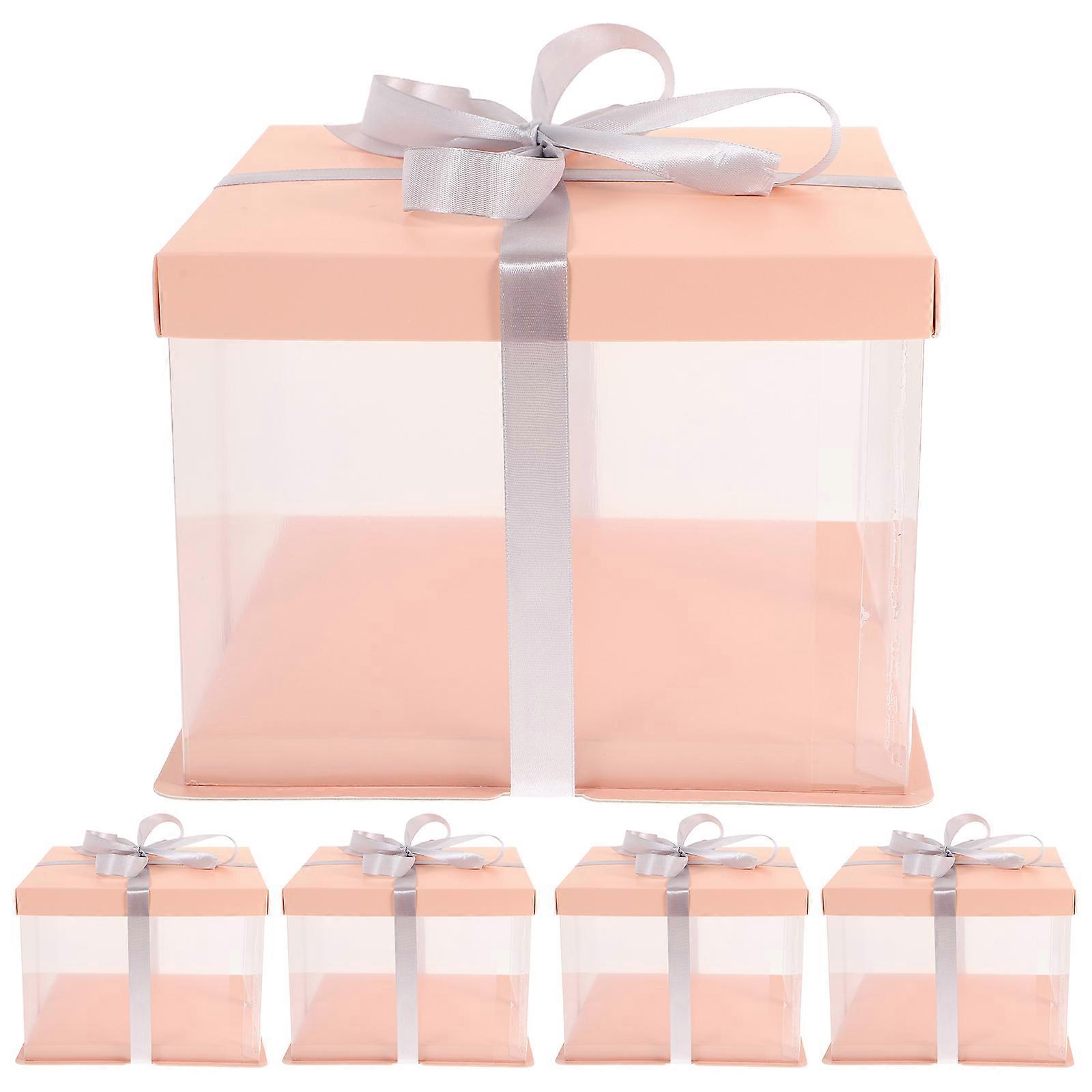 5pcs Transparent Cake Box Cake Packing Box Single Layer Cake Container