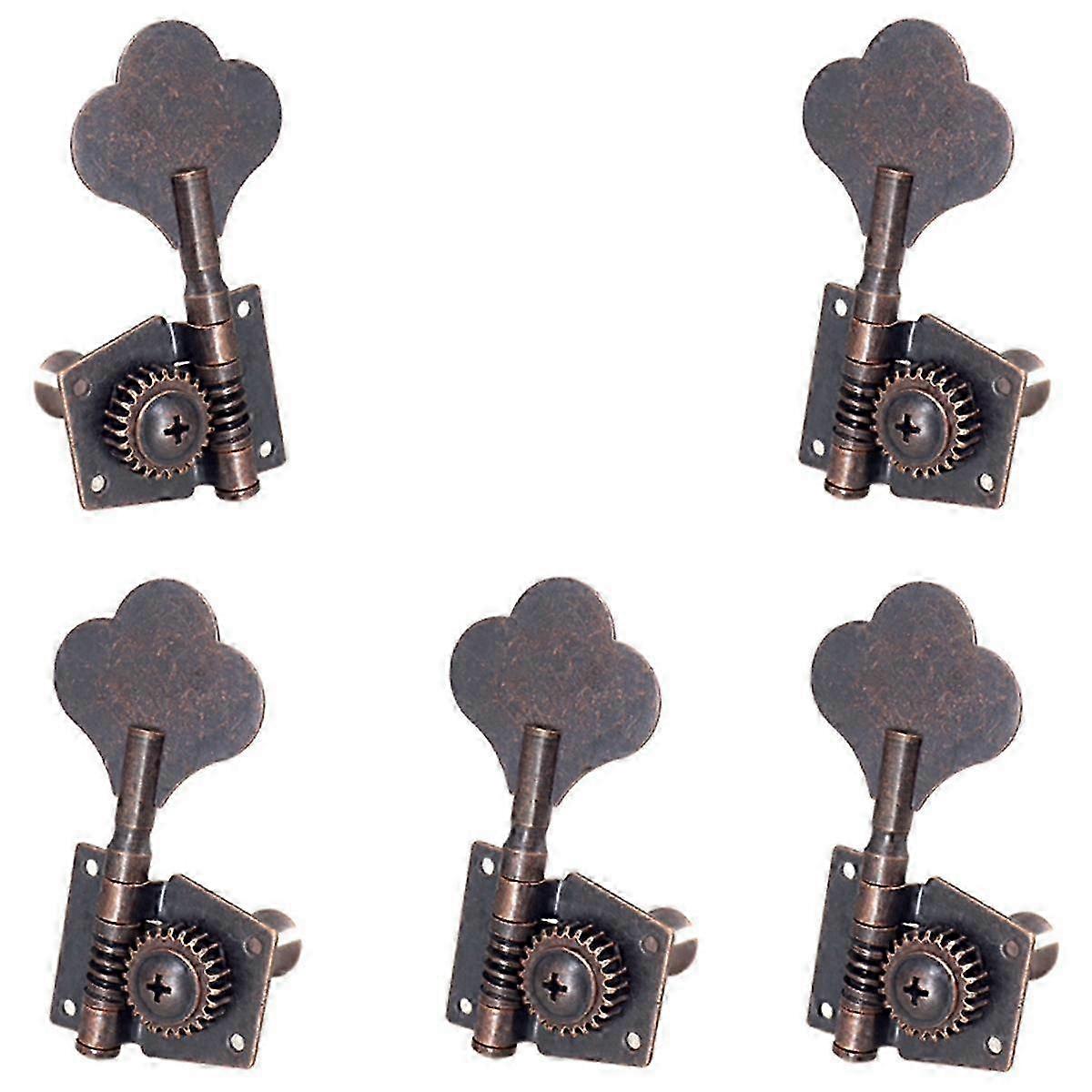 5Pcs Guitar Vintage Open Bass Guitar Tuning Key Pegs Tuners 1L4R for 5 Strings Bass Red Bronze