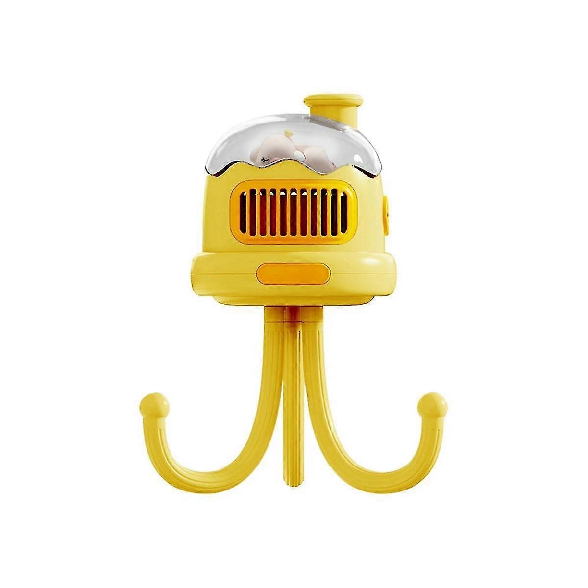 Portable Stroller Fan Usb Rechargeable Silent Outdoor Clip-on Kids Handheld Bladeless Fan(yellow)