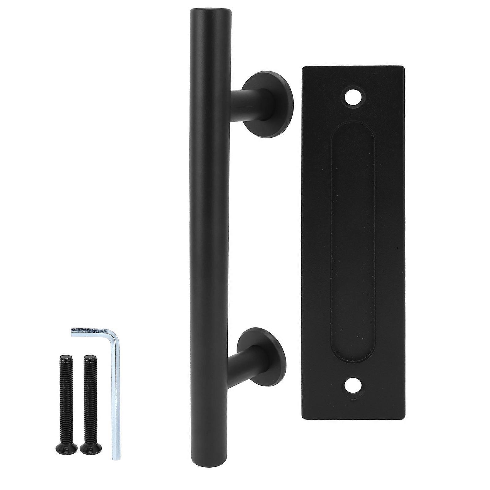 Black Barn Door Handle Double Side Sliding Door Round Concealed Pull for Cabinet Door