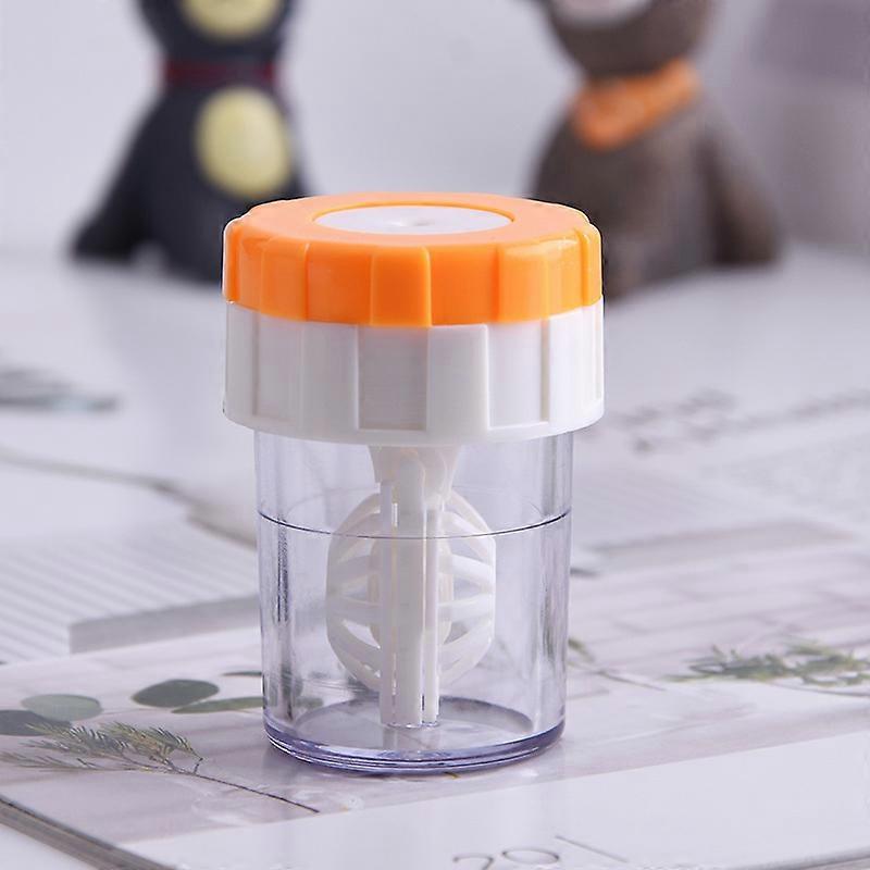 Yellow-Contact Lens Case - Standard Barrel Type - Cleaning for Daily Use - 3 Pieces