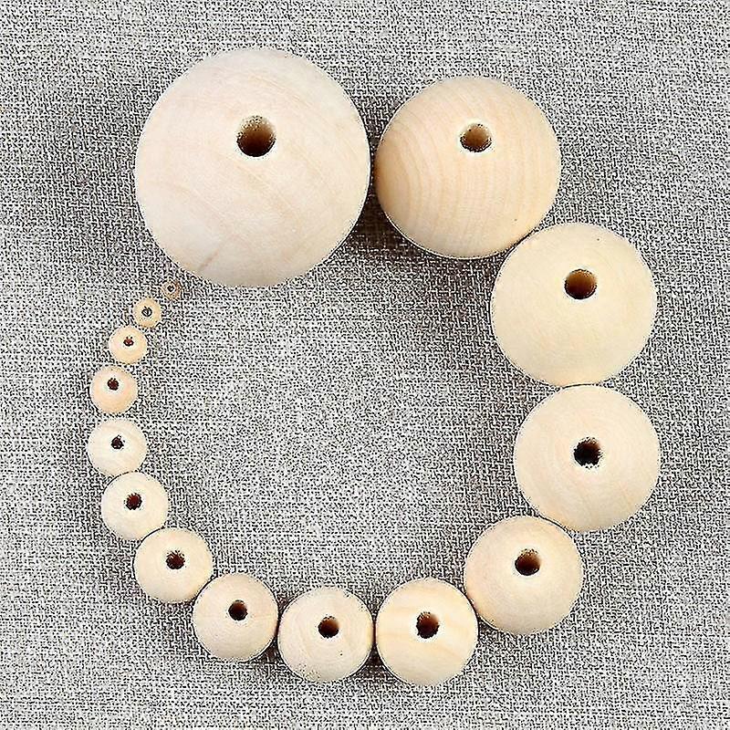 Cuentas de madera natural, bolas redondas espaciadoras