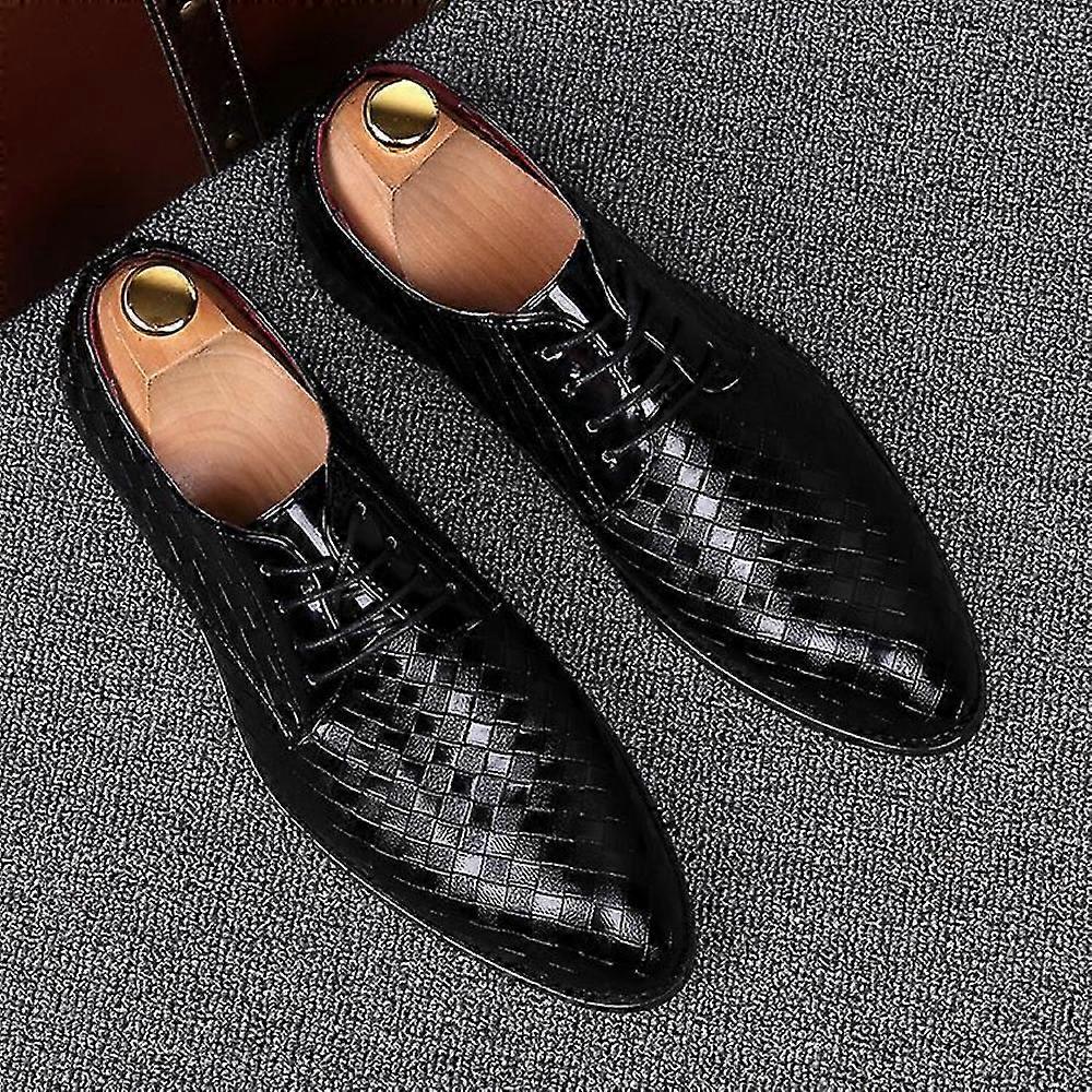 أحذية جلدية رسمية رجالية فستان أحذية تجارية ذكر هندسي أحمر أوكسفورد حزب زفاف عارضة شقق رجالية I[L
