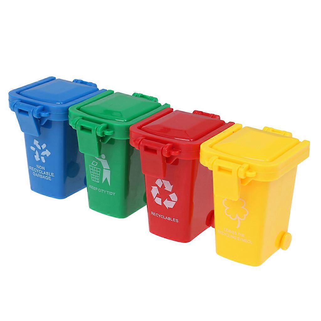 4 Pcs/Set Mini Trash Can Garbage Bin Peony Parrot  Intelligence Training Toys Pet Supply