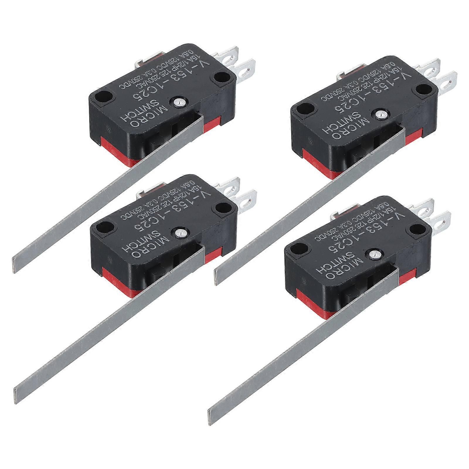 4 PCS Limit Switches Waterproof Momentary Push Button Switch 2 Long Hinge Lever Micro Switches