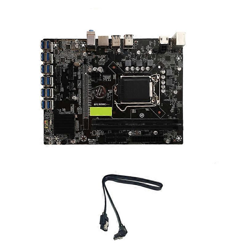 1151 Mining Motherboard B250C BTC w/ SATA Cable 12XPCIE to USB3.0 Graphics Card