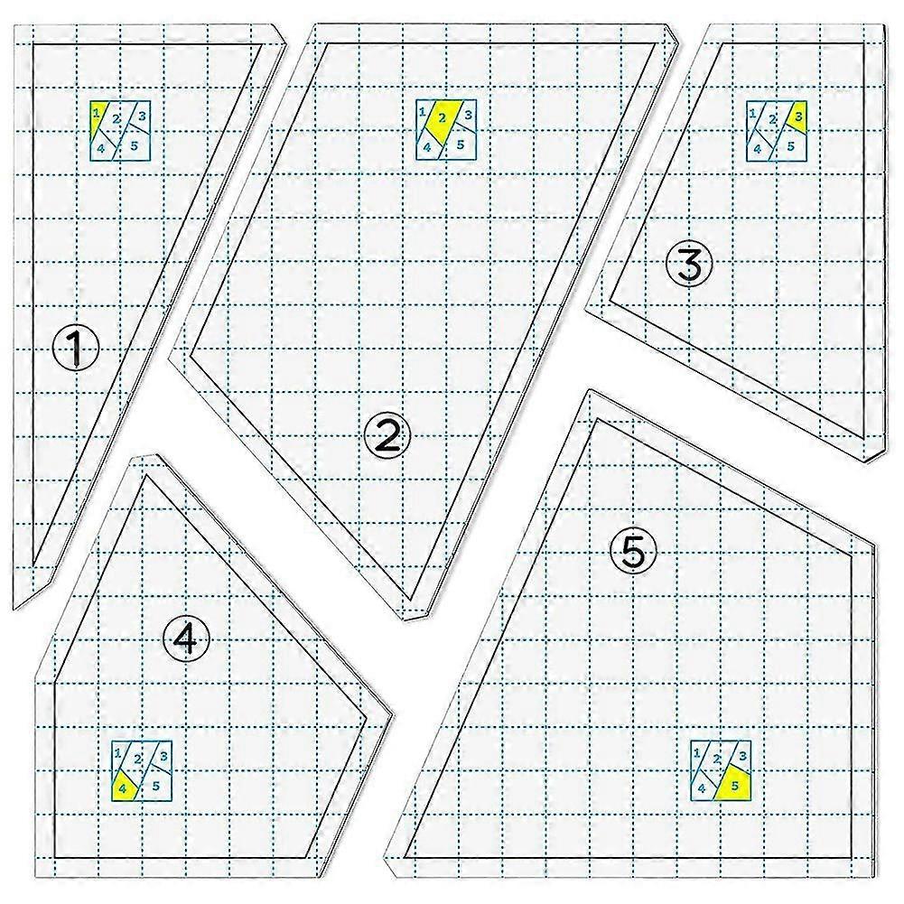 5 pièces Quilting Template Set Machine à coudre Règle Bricolage Main Patchwork Quilting Ruler Quilt Templat