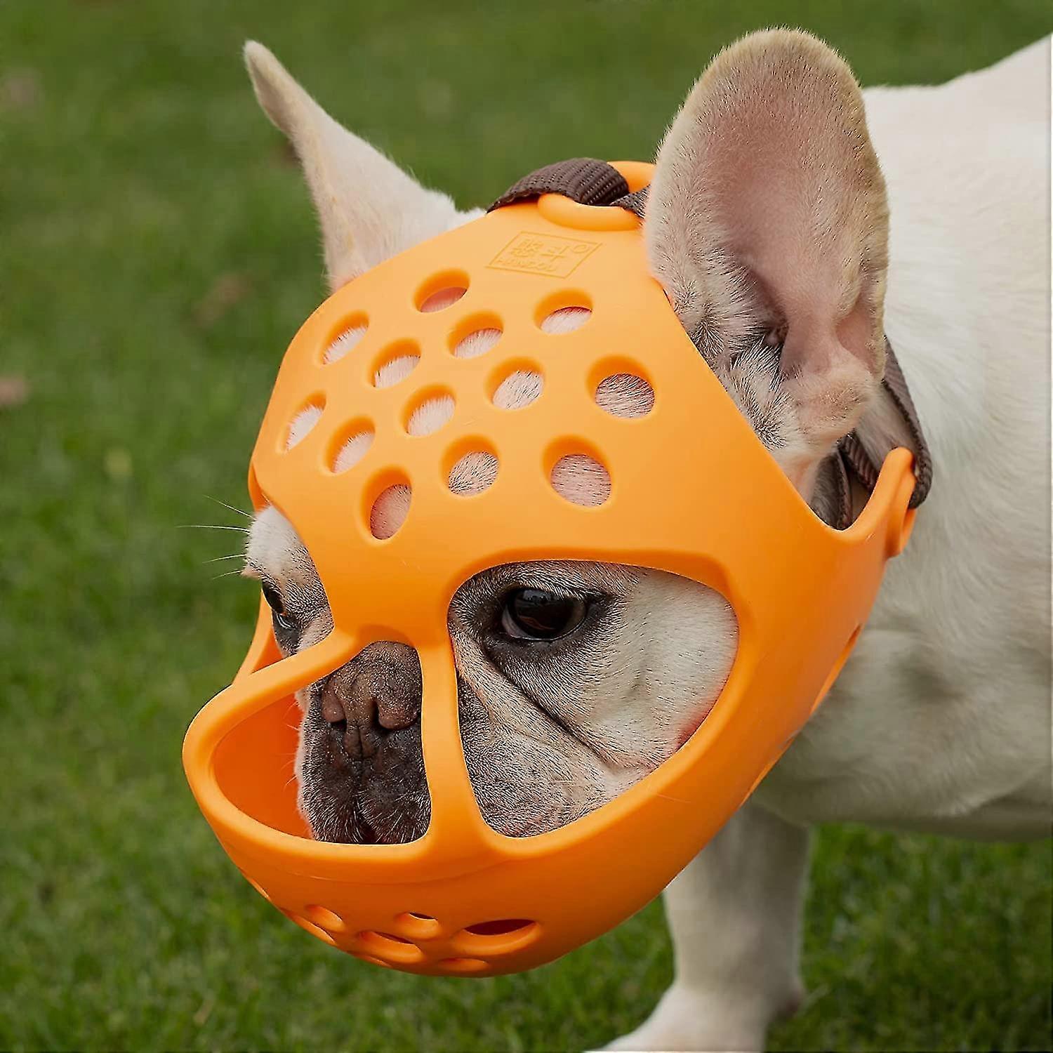 Dog Muzzle For Short Snout Dogs, Soft Silicone Muzzle For Biting Chewing, Ideal For Flat-faced Aggressive Dogs