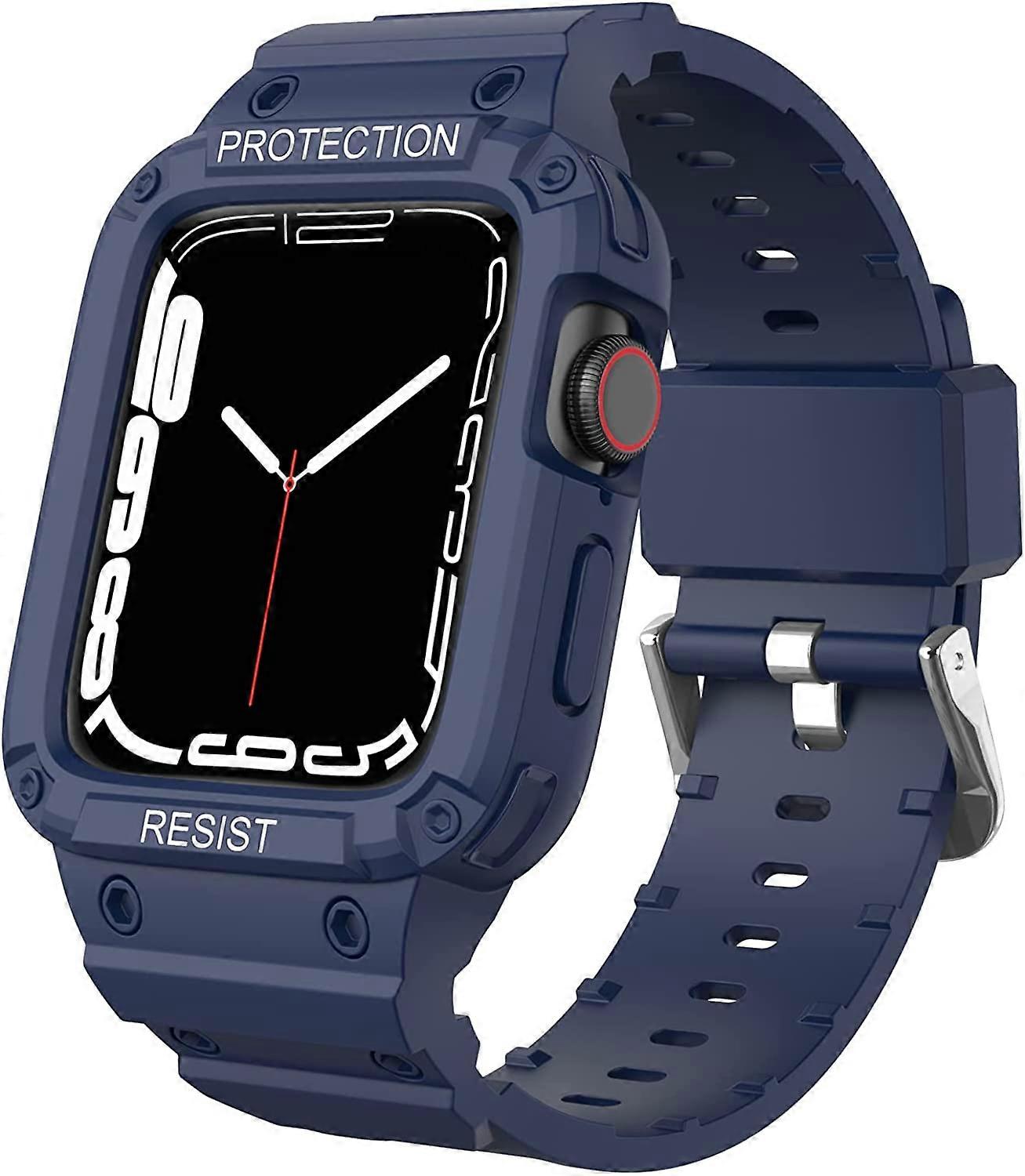 سوار متين للأزياء مع جراب متوافق مع أحزمة Apple Watch مقاس 45 مم 44 مم ، وحافظات واقية كاملة من المصد وحزام ل iwatch SE Serice 7 6 5 4