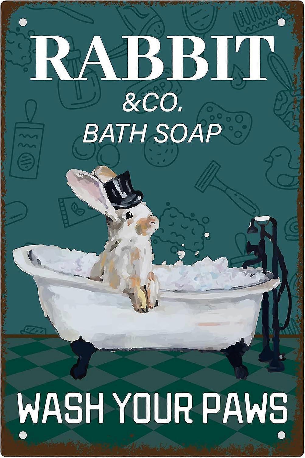 ウサギの金属の錫のサイン共同バスソープはあなたの足を洗うガレージの看板プラークビンテージポスター壁の装飾アクセサリーホームウォールポスターバーパブ裏庭Cof
