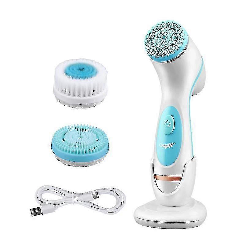 Massaggiatore facciale 3 in 1 Spazzola elettrica per la pulizia del viso Pulizia del viso rotante in silicone Tw